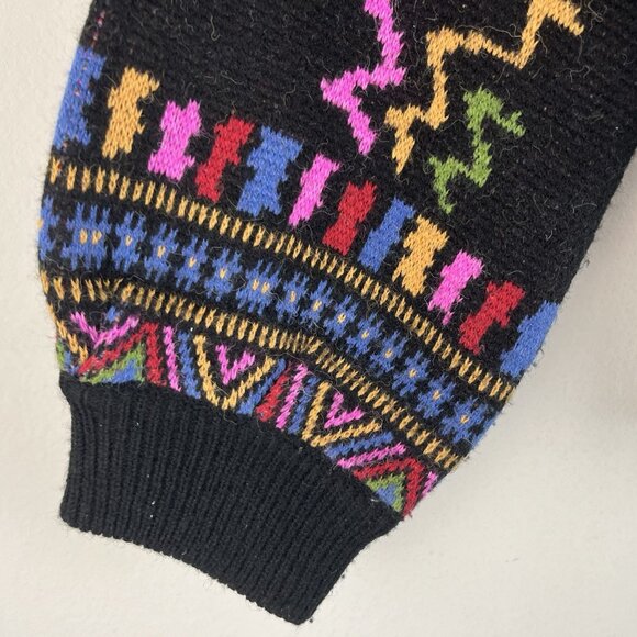 FARM Rio Black Mixed Scarves Sweater Floral Thick High-Neck Pullover - Picture 7 of 9